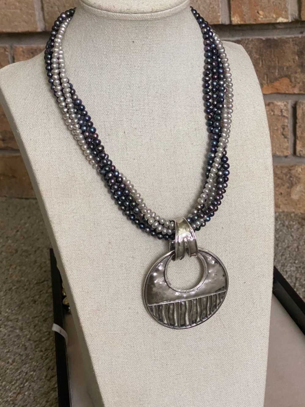 Silpada Sterling Silver Pendant Multi Strand Pearl Necklace